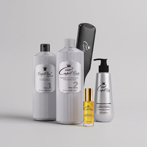 Kit Lissage Brésilien Complet Capil'liss : clarifiant, lissage, lisseur, shampoing kératine 320 ml et sérum